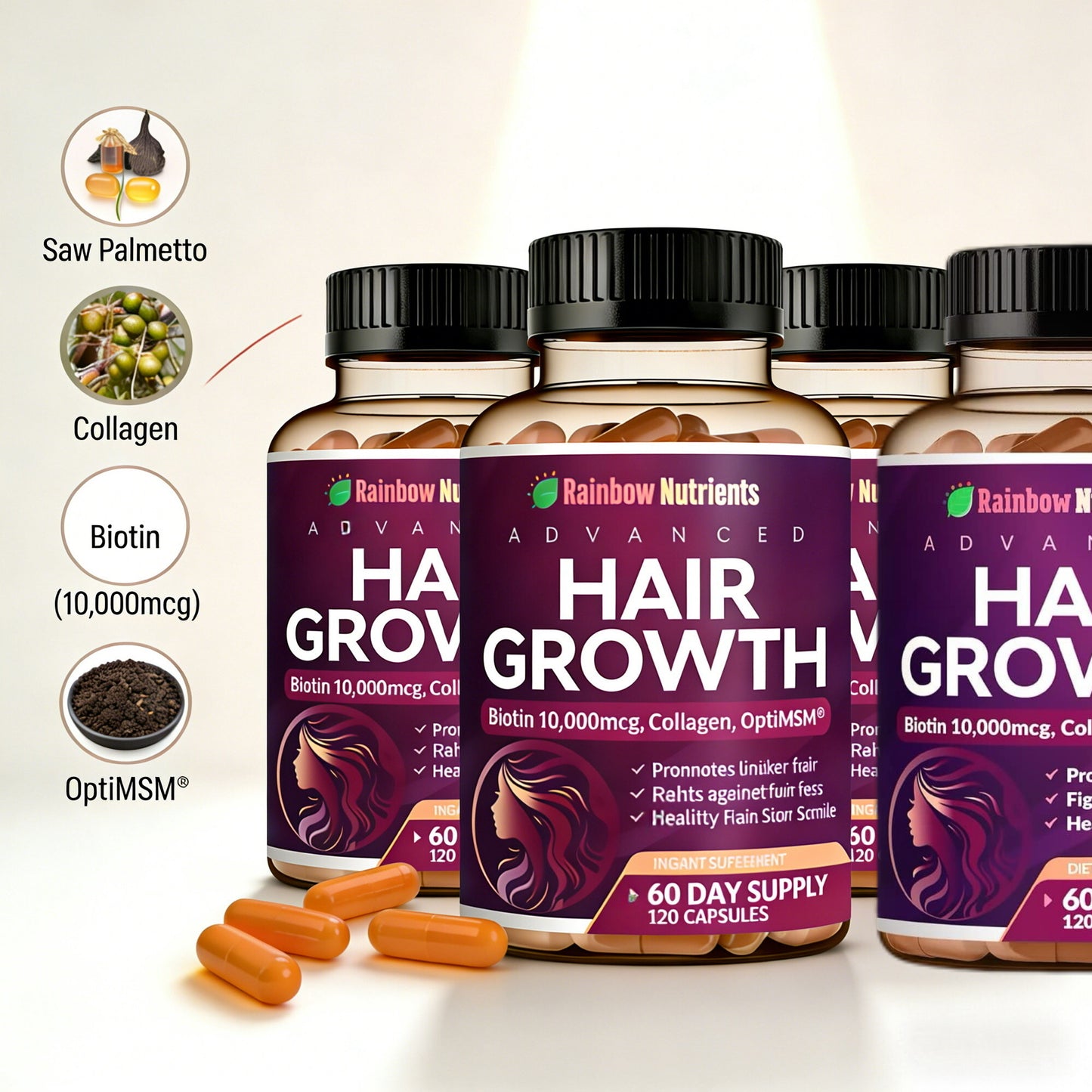 Hair Growth Vitamins for Women – aturally Regrow Stronger & Healthier Hair, Skin and Nails | Stops Hair Loss | 60 Day Supply