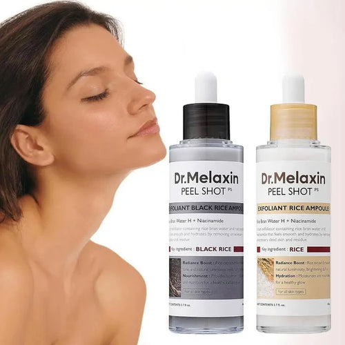 Peel Shot Glow Rice Ampoule Duo White rice ampoule+Black rice ampoule Soft Exfoliating Face and Body Scrub Dead Skin Cells, Blackheads Remover for All Skin Types1