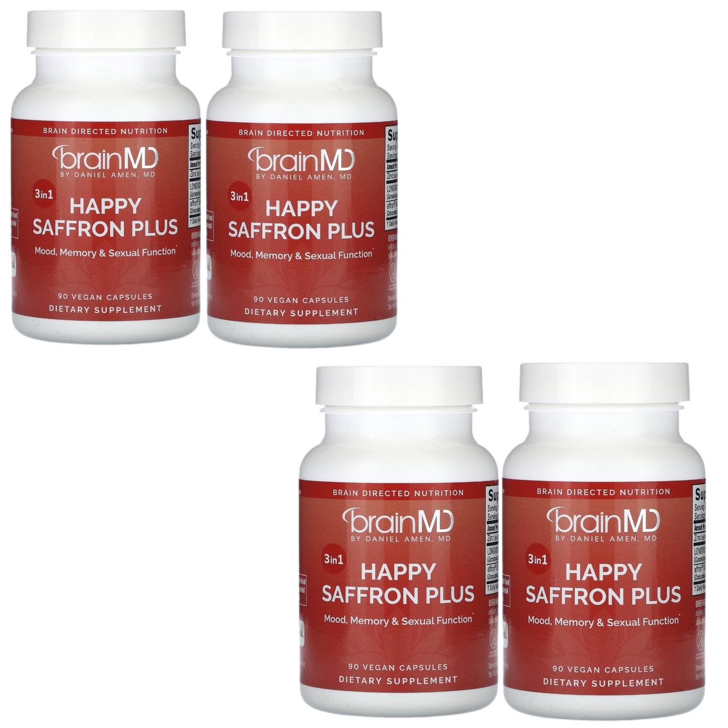 Happy Saffron Plus, 90 Vegan Capsules,Mood &Mind Support,Sharper Mental Focus,Deeper, More Restful Sleep