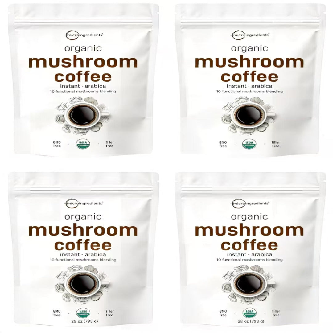Organic Instant 10 in 1 Mushroom Coffee Powder, 14 Ounce (158 Servings) | Premium Arabica Coffee with Lion’s Mane, Chaga, Reishi & More