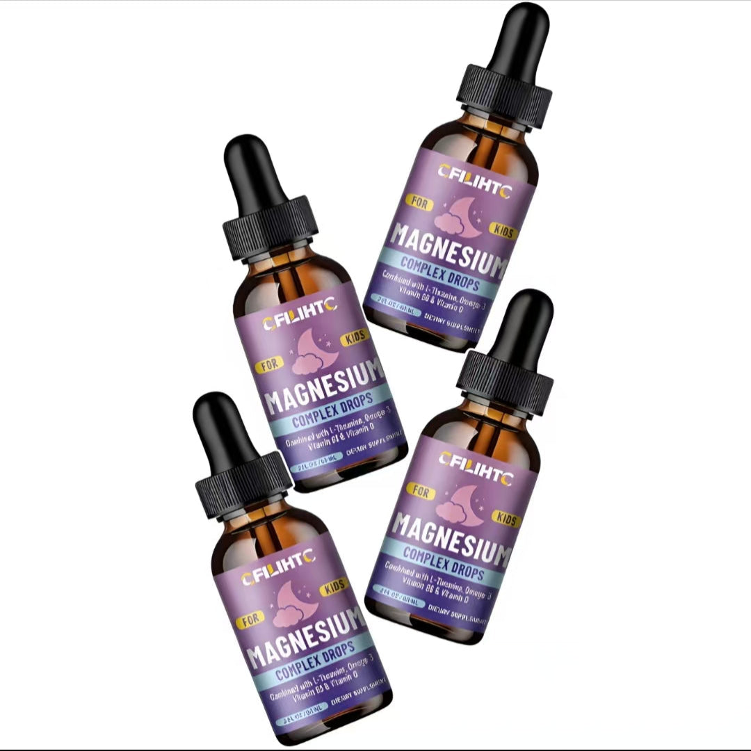 Kids Magnesium Liquid Drops- Omega-3, Vitamin B6, D3 - for Sleep, Relaxation, Brain, Bones