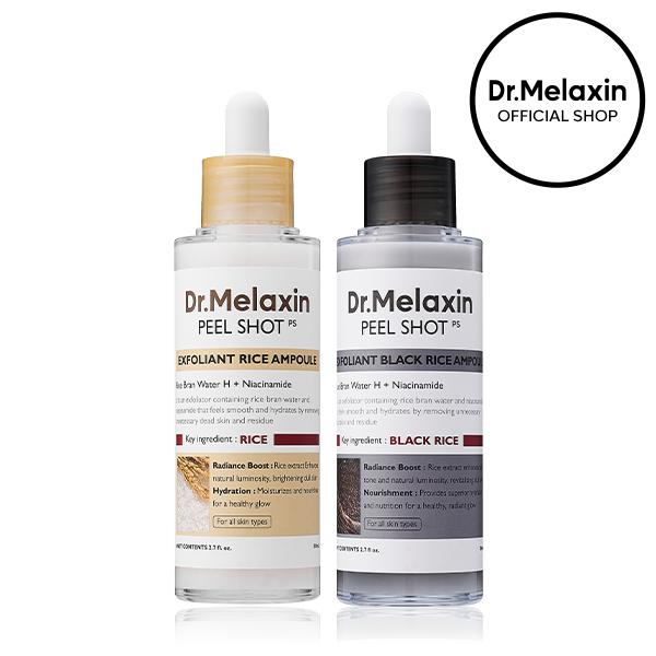 Peel Shot Glow Rice Ampoule Duo White rice ampoule+Black rice ampoule Soft Exfoliating Face and Body Scrub Dead Skin Cells, Blackheads Remover for All Skin Types1