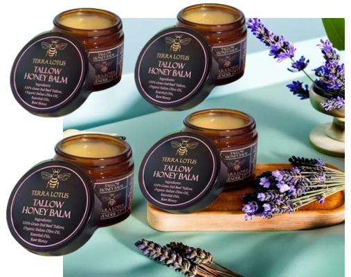 Organic Grass-Fed Beef Tallow Balm with Raw Honey - Moisturizing Cream for Soft, Smooth Skin - Handmade All-Natural Moisturizer 57g