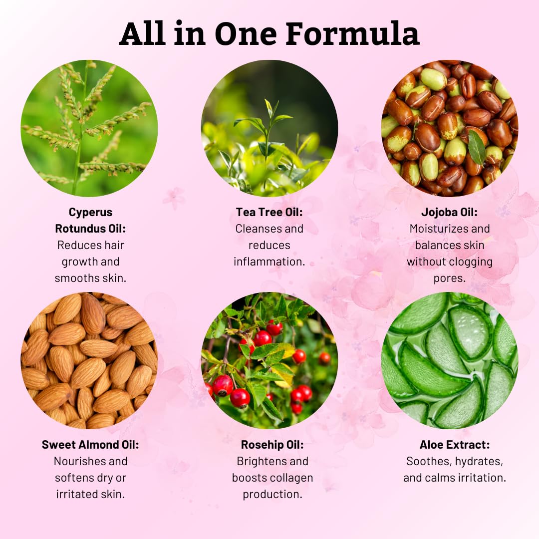 Cyperus Rotundus Oil - 60ml For Hair Removal, Moisturizing & Soothing Cyperus Oil , for All Skin Types