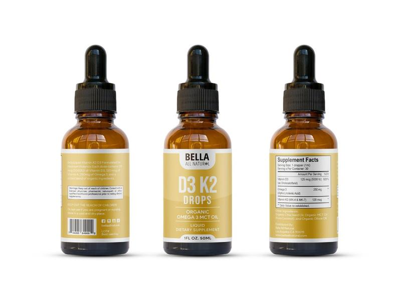 All Natural D3 K2 Drops Organic Omega 3 MCT Oil 50ml Supplement for Daily Health Needs