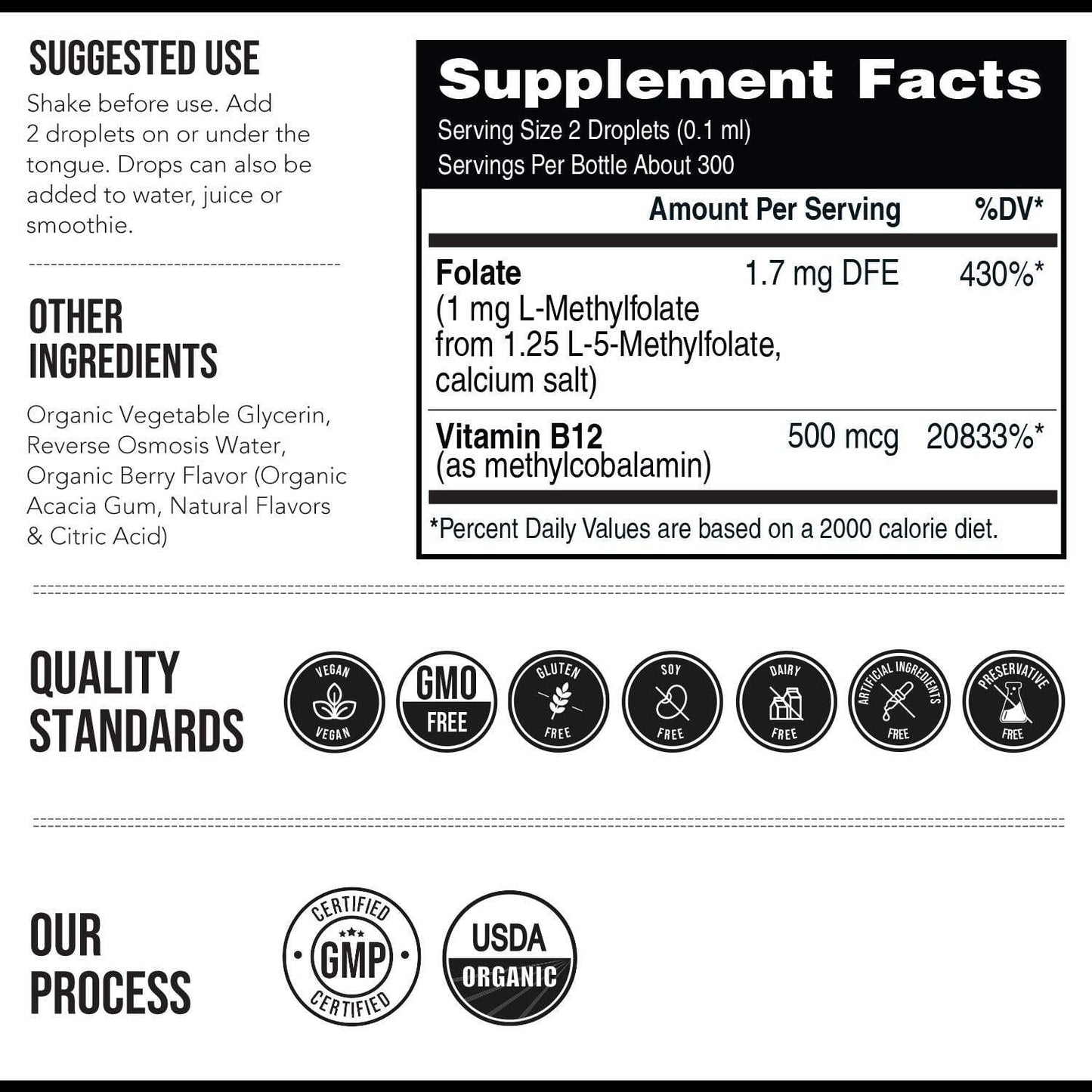 L Methyl Folate 15mg Plus Methyl B12 Cofactor – Organic Berry Flavor, High Potency Liquid Sublingual Active –SUPPORTS BRAIN, MOOD & ENERGY HEALTH