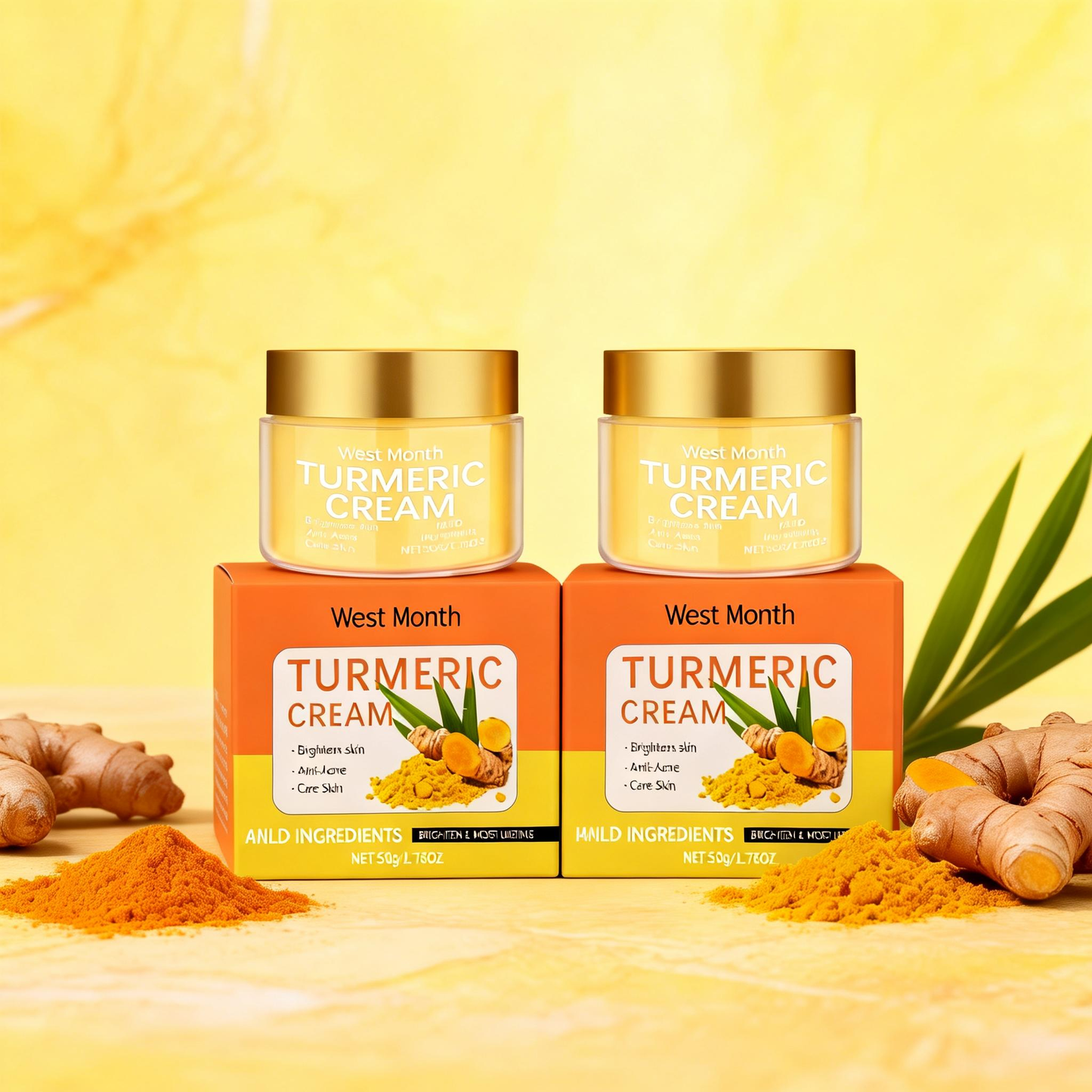All Natural Turmeric Face Cream & Whipped Body Butter - Gentle Skincare for Dark Spots, Hyperpigmentation & Glowing Skin