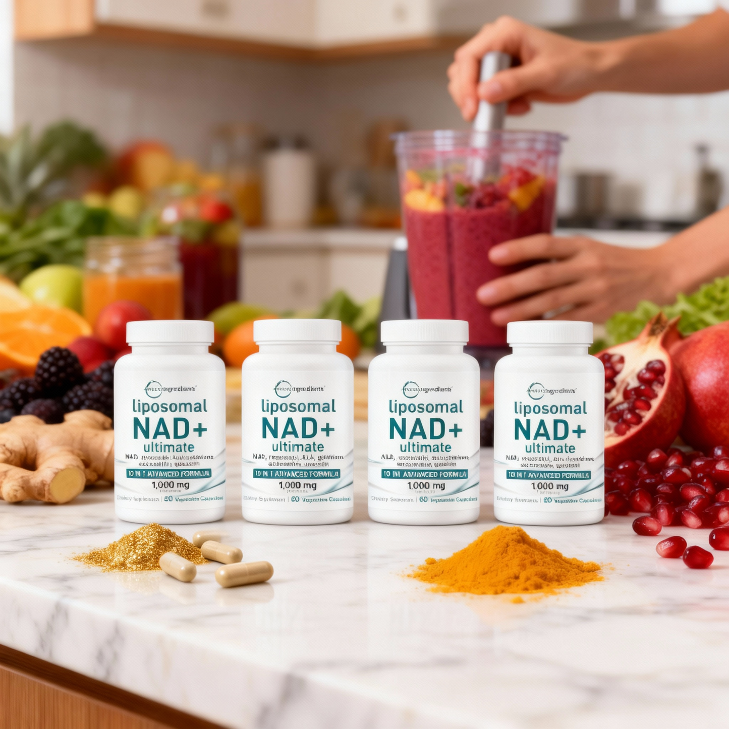 High-Potency Anti-Aging NAD+ | Liposomal 1000mg with Resveratrol for Energy, Brain & Cellular Health | 60 Veggie Capsules