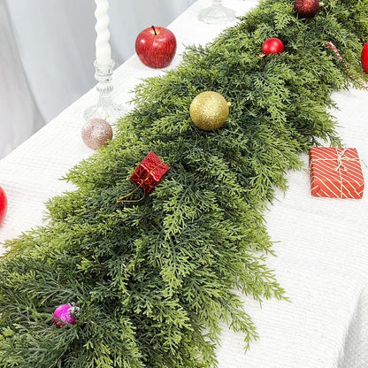 Real Touch Artificial Cedar Garland -  6FT Lifelike Winter Greenery for Mantle, Table, and Wall Decor | Indoor & Outdoor Christmas Garland