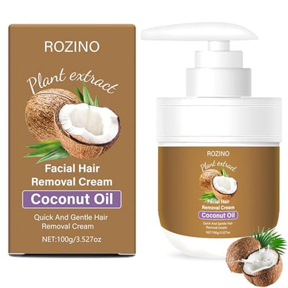 Coconut Oil Facial Hair Remover Cream – Painless & Sensitive Skin Safe