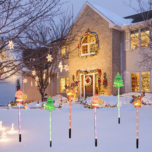 🎅 6-Pack Solar Christmas Decorative Lights Christmas- IP44 Waterproof Rating Ideal for Lawn and  Holiday Decorations