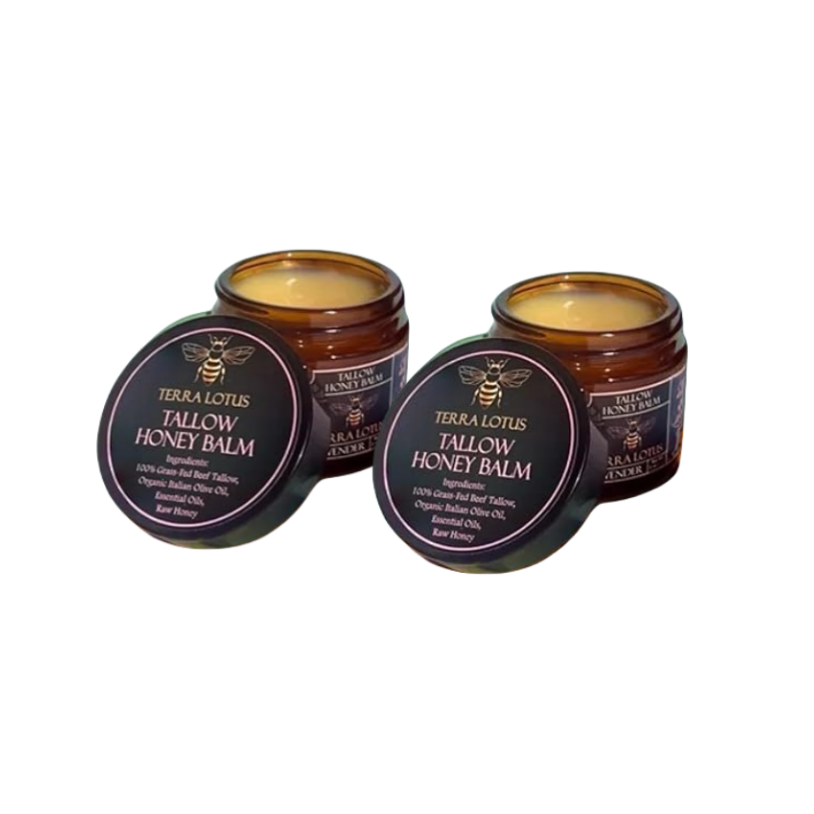 Organic Grass-Fed Beef Tallow Balm with Raw Honey - Moisturizing Cream for Soft, Smooth Skin - Handmade All-Natural Moisturizer 57g