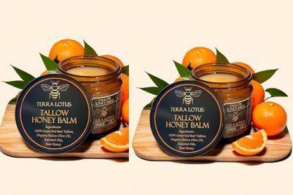 Organic Grass-Fed Beef Tallow Balm with Raw Honey - Moisturizing Cream for Soft, Smooth Skin - Handmade All-Natural Moisturizer 57g
