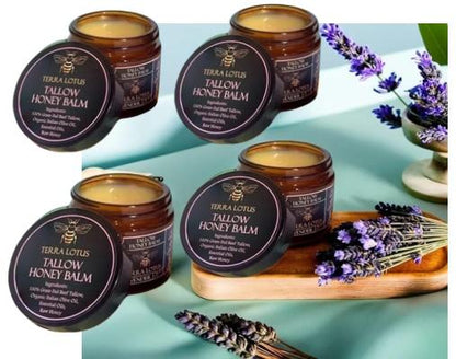 Organic Grass-Fed Beef Tallow Balm with Raw Honey - Moisturizing Cream for Soft, Smooth Skin - Handmade All-Natural Moisturizer 57g
