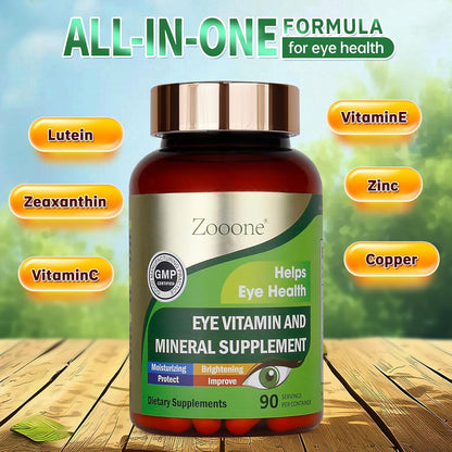Zooone Lutein Eye Vitamins Supplement 90pcs, Lutein & Zeaxanthin for Women Men to Against Macular & Dry Eye