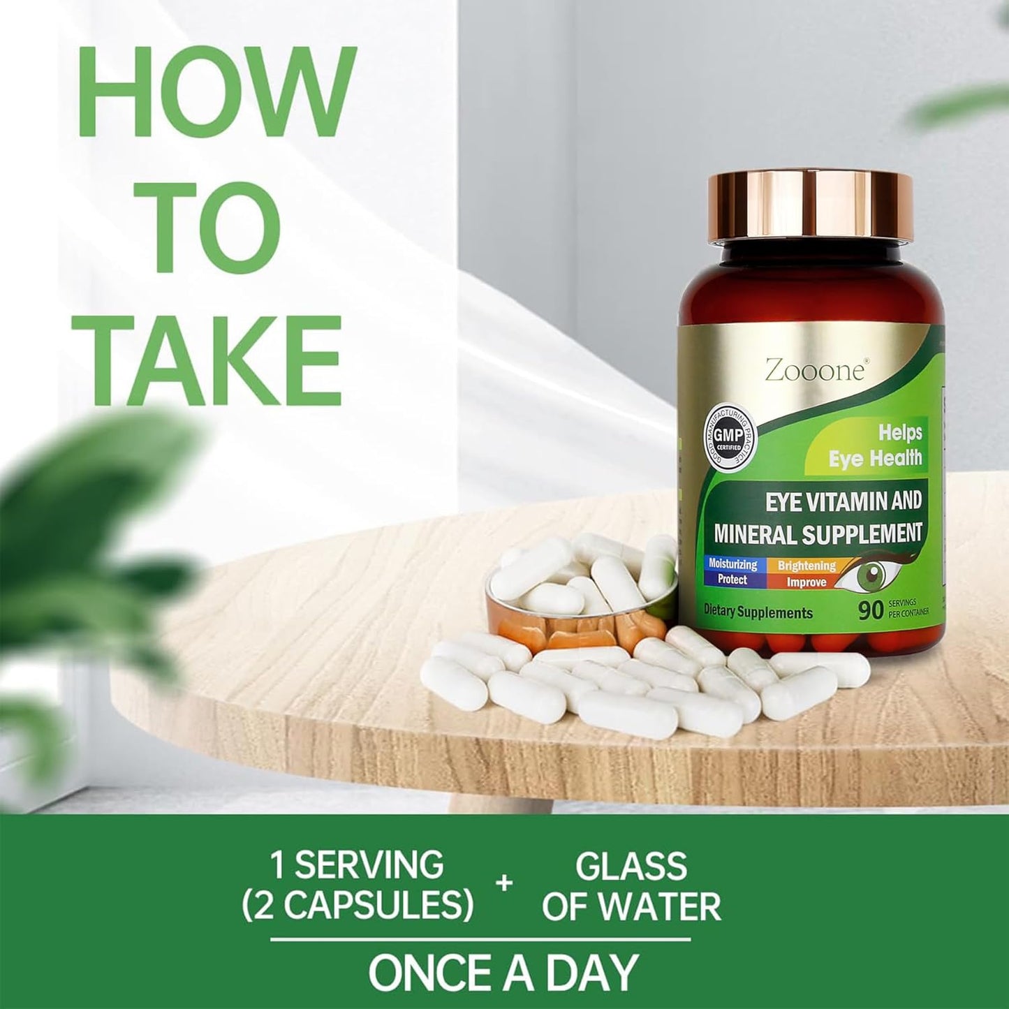 Zooone Lutein Eye Vitamins Supplement 90pcs, Lutein & Zeaxanthin for Women Men to Against Macular & Dry Eye