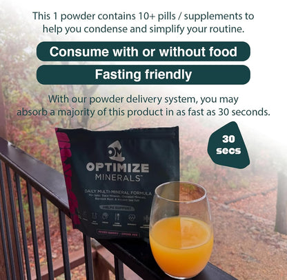 Optimize Minerals Multi Mineral Daily Formula – Magnesium, Electrolytes & Trace Mineral Supplement Powder - Gluten Free Vitamins Drink - Mixed Berry, 30 Servings