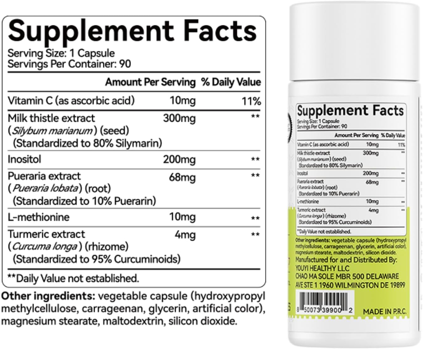 OxyEnergy Silymarin Milk Thistle 300mg – Liver Detox & Repair with Vitamin C, Inositol & Pueraria – 90 Veg Capsules