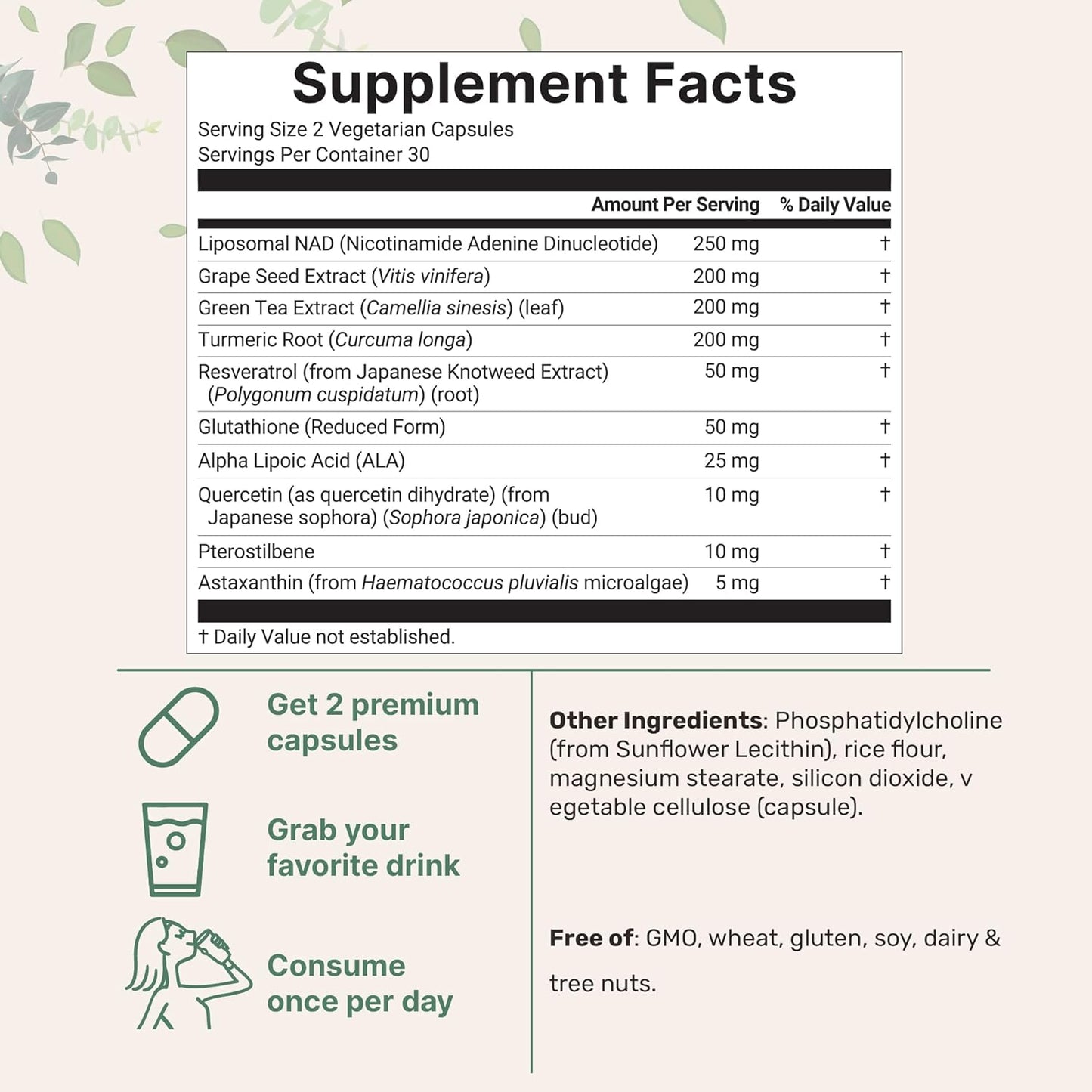 Liposomal NAD+ Ultimate 1,000mg | 60 Veggie Capsules | NMN Pathway Formula | 10-in-1 with Resveratrol, Glutathione & Astaxanthin | NAD Supplement for Women & Men | Anti-Aging, Energy, & Brain Support
