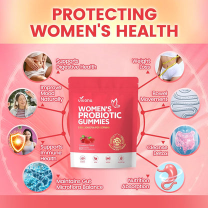 VivoNu Feminine Balance Probiotic Gummies for Women – Yeast & pH Balance Support with Cranberry & Prebiotics | Vegan, Gluten-Free, Halal | 60 Gummies