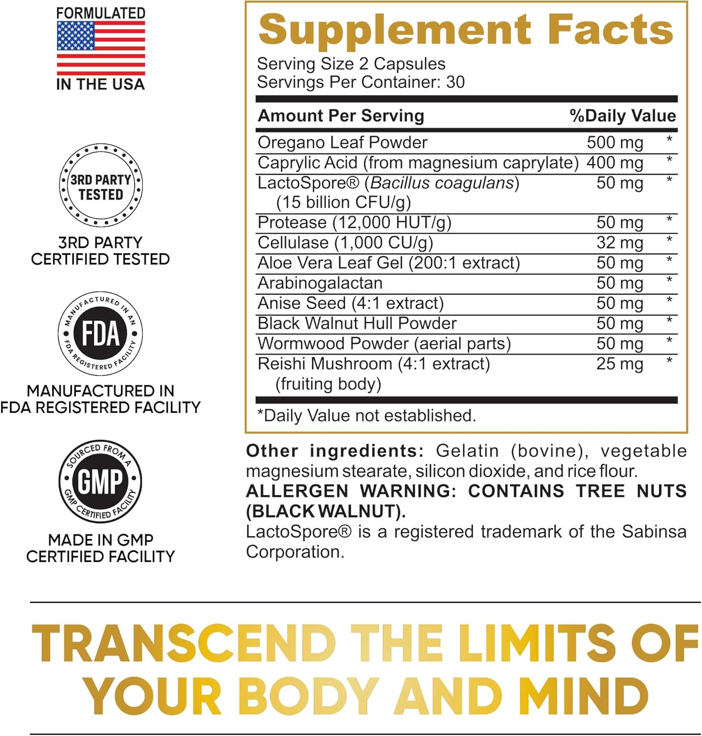 Candida Cleanse - Gut & Colon Support (60 Capsules) - for Men & Women - Natural Herbs for Intestinal Detox