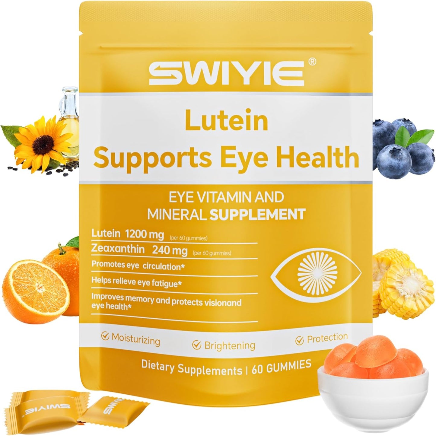 Lutein Gummies for Eye Health – Vision Support Eye Vitamins | Blueberry Flavor | 60 Gummies