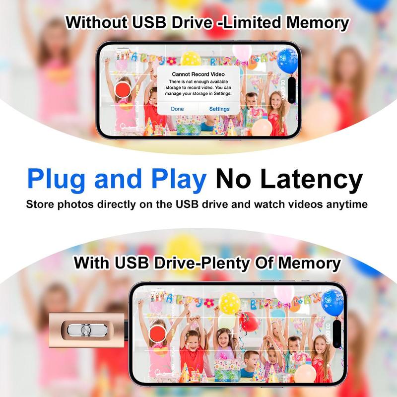 3-in-1 Photo Stick | Free Up Phone Space, Backup Photos/Videos to USB Drive for iPhone, Android, PC