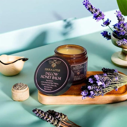 Organic Grass-Fed Beef Tallow Balm with Raw Honey - Moisturizing Cream for Soft, Smooth Skin - Handmade All-Natural Moisturizer 57g