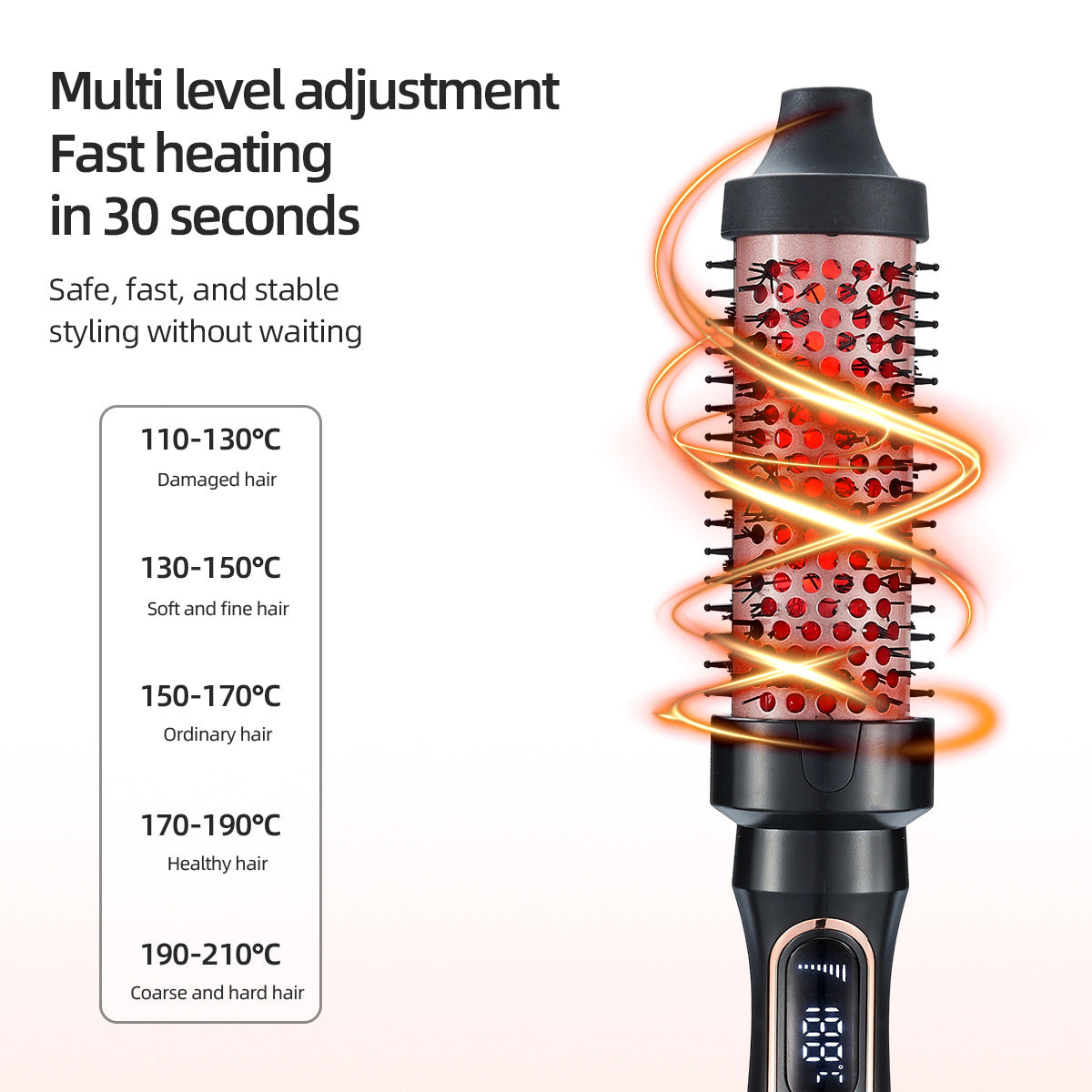 Thermal Brush for Blowout Look, 1 1/2 inch Ionic Heated Nylon Brush Get Natural Curls, Rose Gold