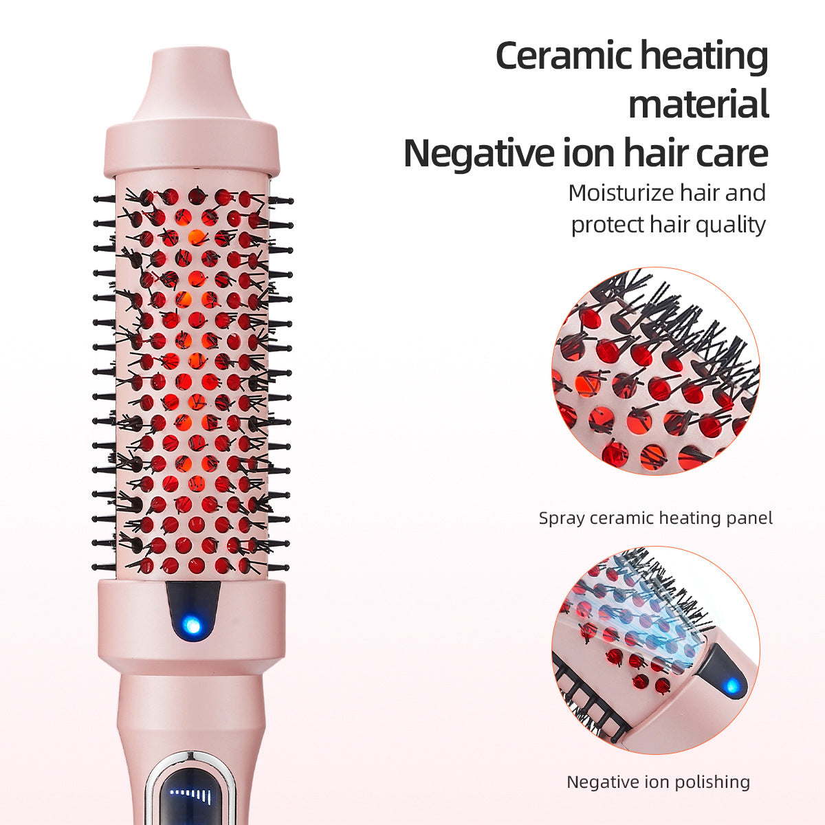 Thermal Brush for Blowout Look, 1 1/2 inch Ionic Heated Nylon Brush Get Natural Curls, Rose Gold