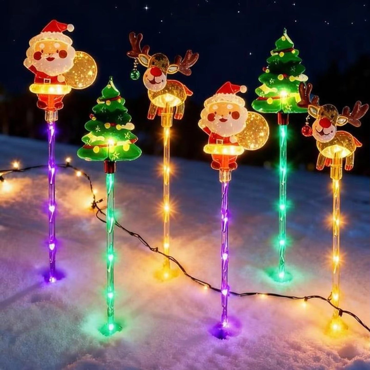 🎅 6-Pack Solar Christmas Decorative Lights Christmas- IP44 Waterproof Rating Ideal for Lawn and  Holiday Decorations