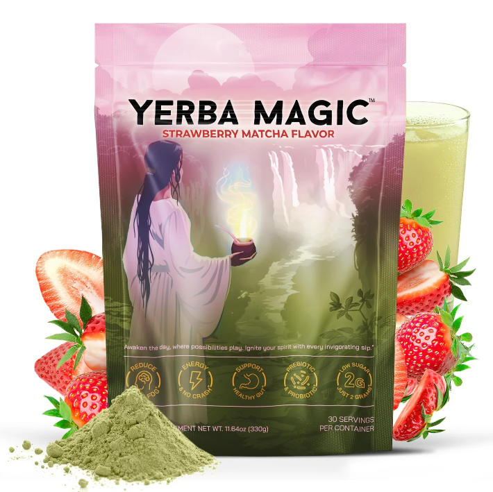 Yerba Magic - Yerba Mate Instant Tea Powder, 3-in-1 Super Drink - Clean Energy, Brain Fog Buster, and Gut Health Powered by Nootropics, Prebiotics and Probiotics