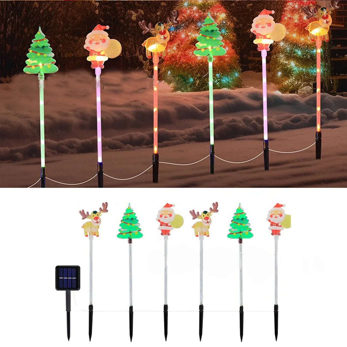 🎅 6-Pack Solar Christmas Decorative Lights Christmas- IP44 Waterproof Rating Ideal for Lawn and  Holiday Decorations