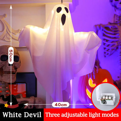 👻Halloween Hanging Ghost Light Decoration, Outdoor Indoor Night Glow Decor for Yard Porch Tree, Holiday Party Supplies Lighted(4PCS）