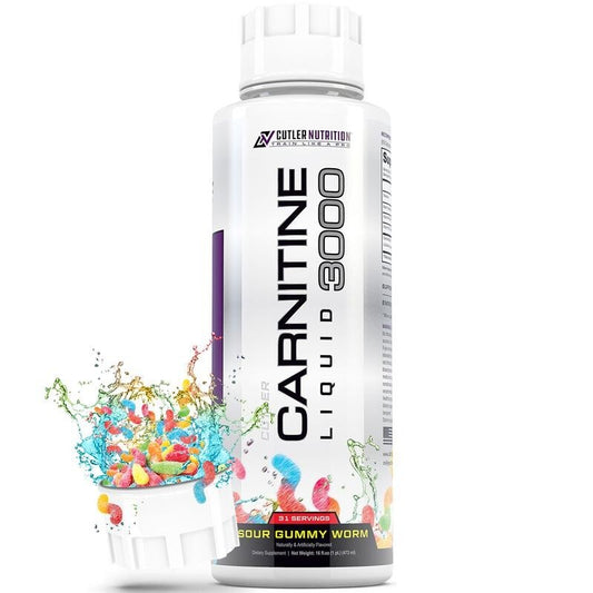 Cutler Nutrition Liquid Carnitine 3000mg Sour Candy Flavors 31 Servings  (Sour Gummy Worm 1 Pack)